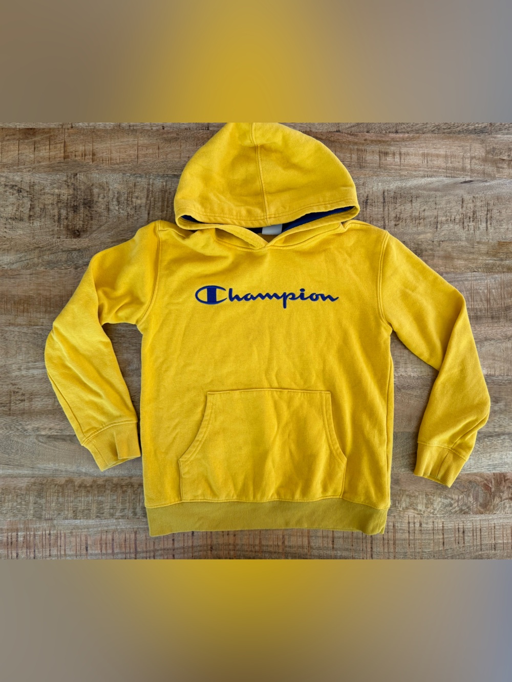 Champion Youth M 10/12 Yellow Blue Logo Hoodie Pullover Game Day Sports Colors